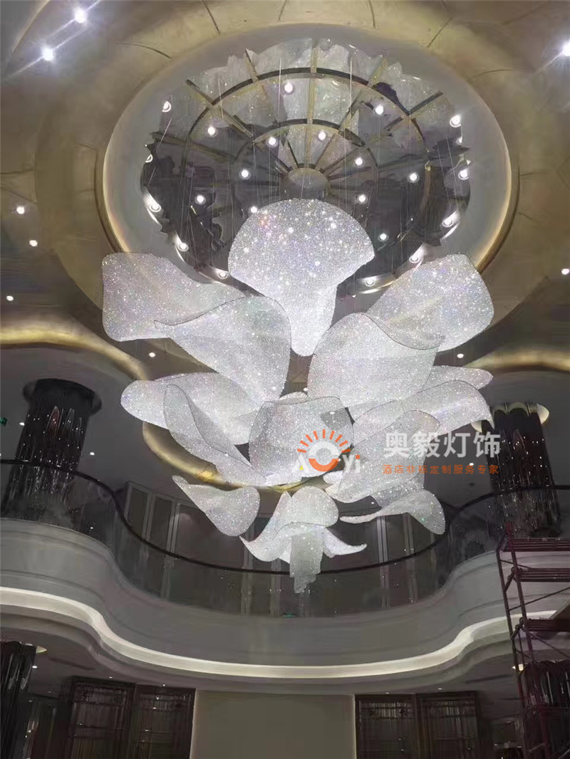 张掖酒店会所KTV售楼部大堂水晶花瓣灯