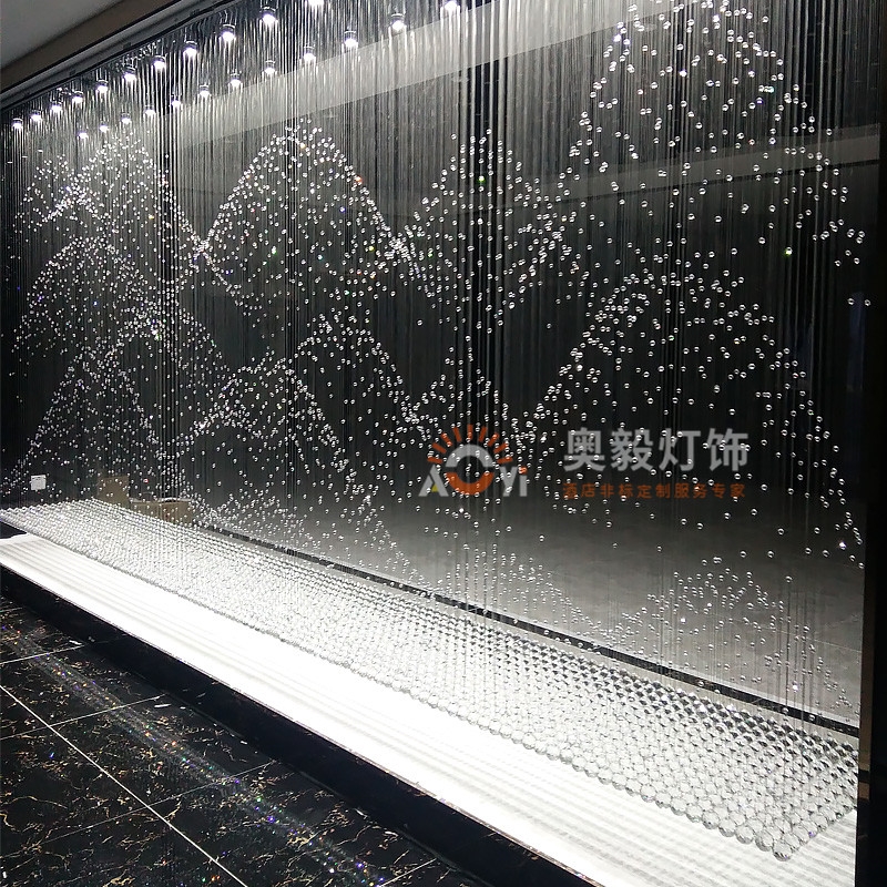 新中式山水画水晶屏风艺术装饰